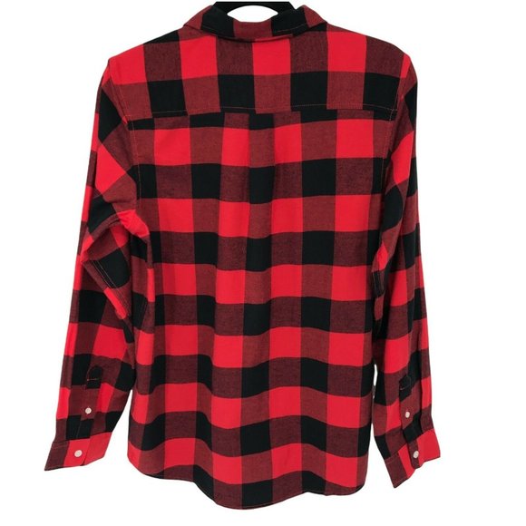 Cat & Jack Boys Checkered Flannel Casual Red Button Up Shirt  - Choose Size - Picture 2 of 11